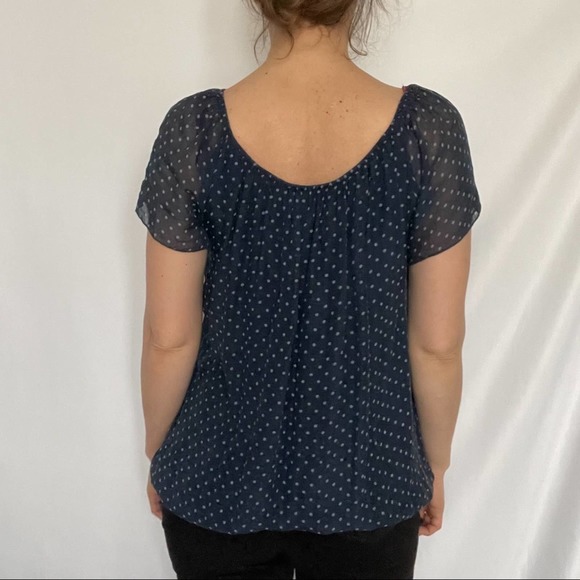 Polka Dot pin up style Bubble Hem Silk Blouse NEW with tags Women Size S - Picture 2 of 11